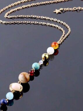 Solar System Aligned Planet/Star Science Necklace